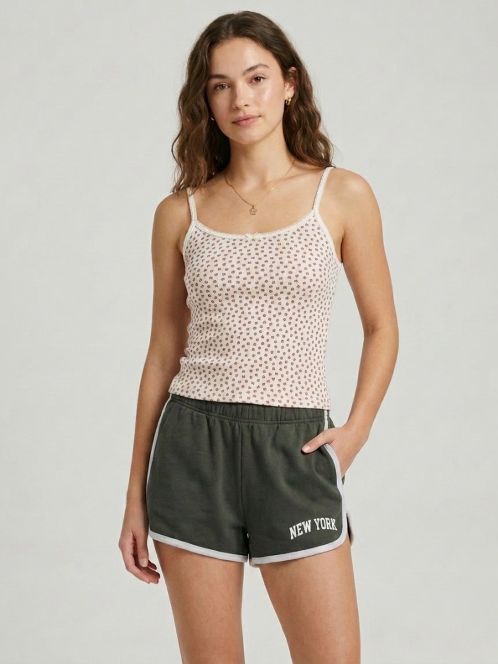Brandy Melville Strawberry Print Tank Top‎ & New York Shorts Set
